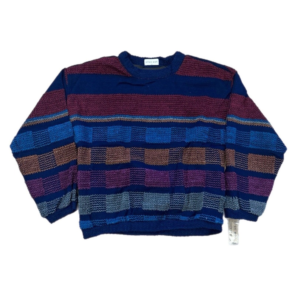 Vintage‎ Allen Wah Sweater Mens M 80s 90s Cotton Blend Retro Golf Pullover